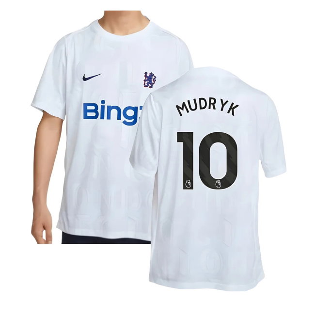 2025-2026 Chelsea Academy Pro Pre-Match Football Top (White) (Mudryk 10)-SoccerKits Hub | Buy Soccer Jerseys Online